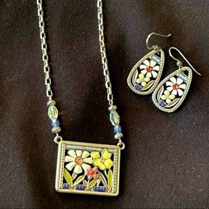 Brighton Painted Flower Garden Swarovski crystal necklace set